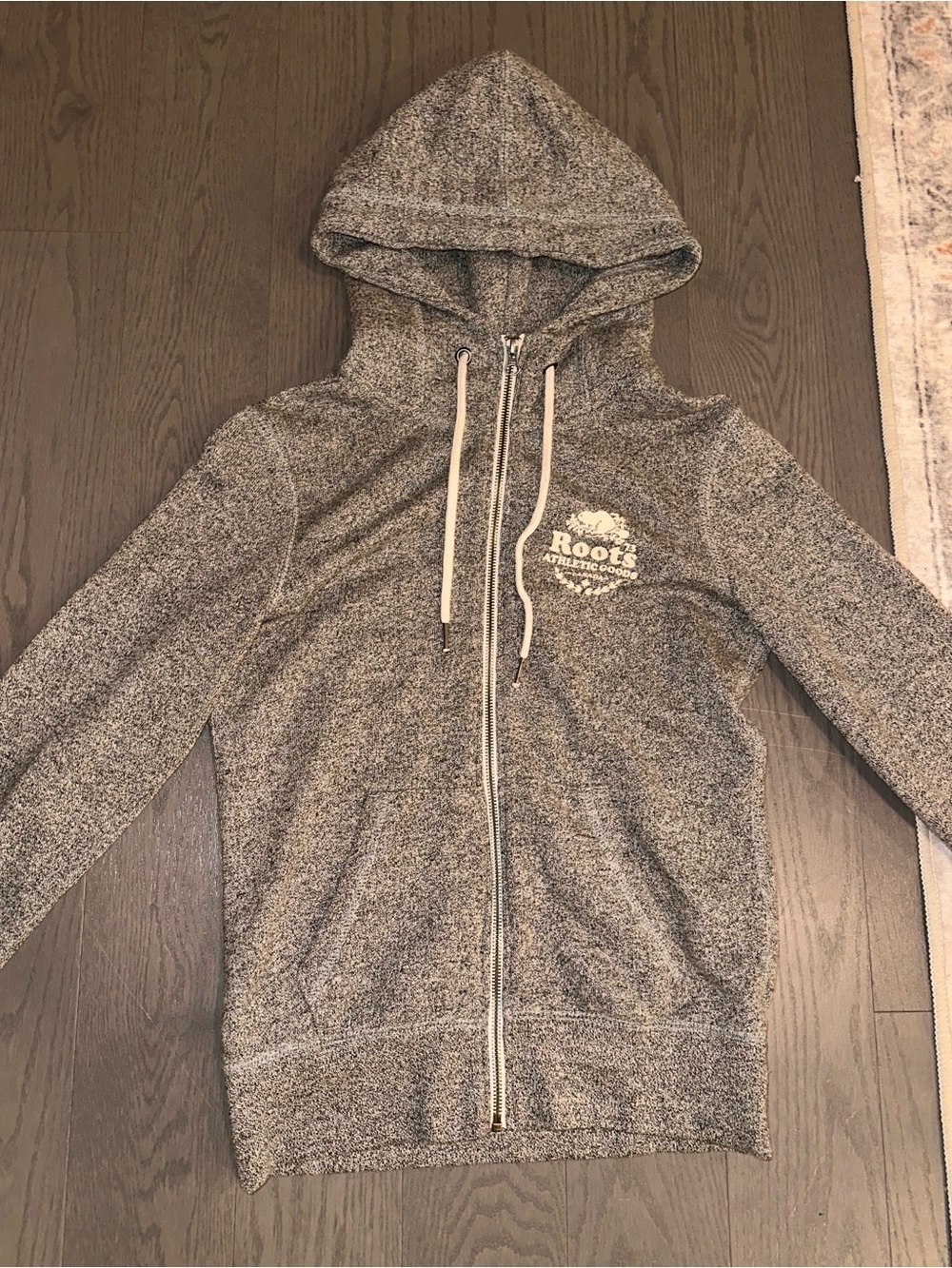 Roots Athletic Goods Grey Speckled Full Zip Hoodie Adult XS